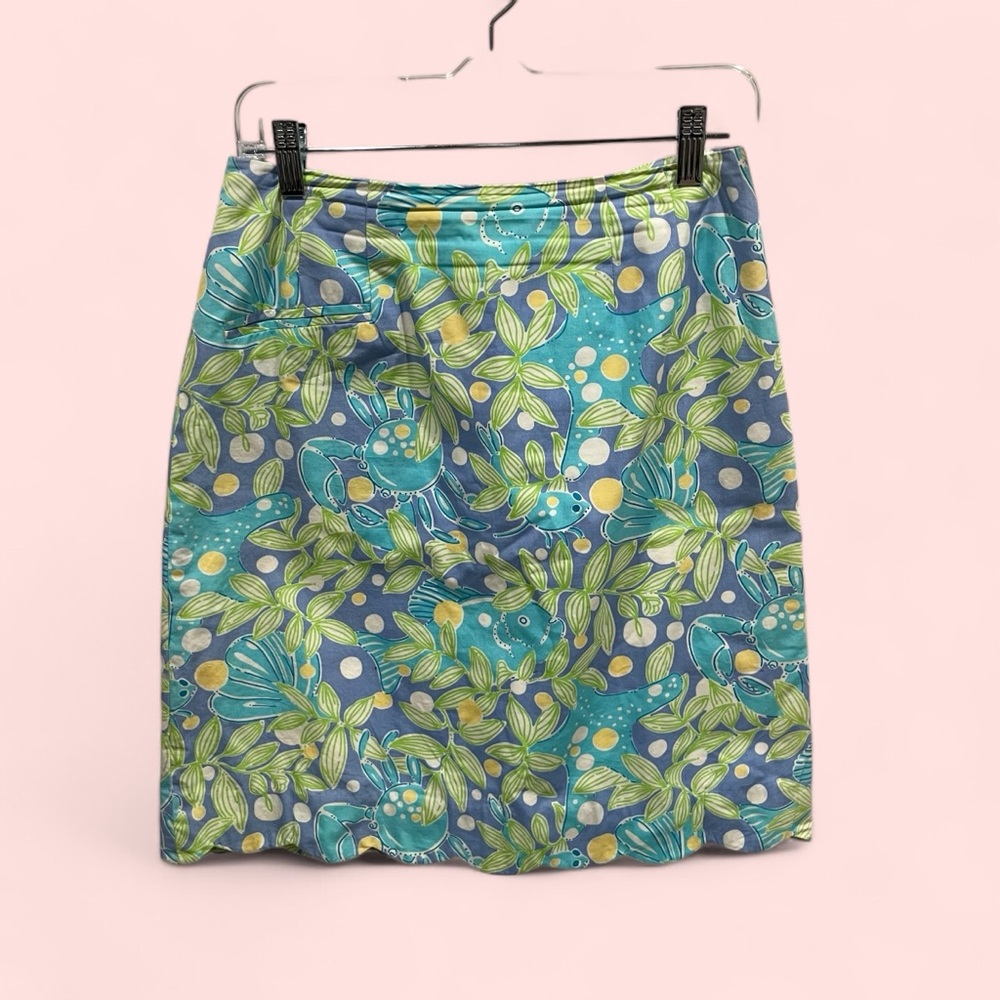Y2K Lilly Pulitzer fish tropical scalloped edge mini skirt sz 4